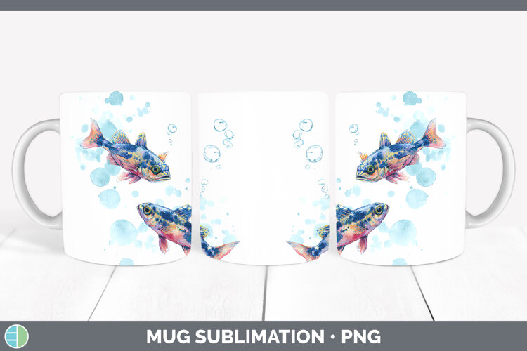 GorgeousOcean Fish Sketch Mug Wrap design.