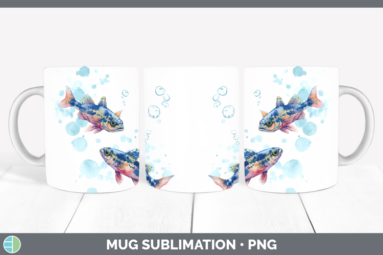 Basslet Ocean Fish Sketch Mug Wrap Sublimation Design
