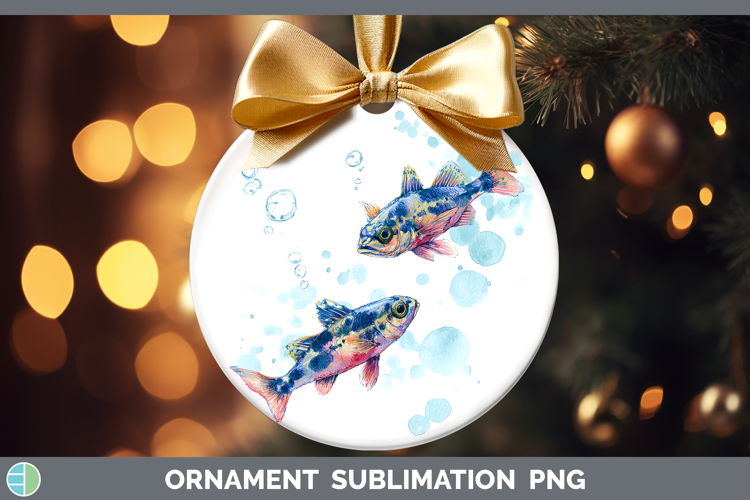 Basslet Ocean Fish Sketch Ornament Sublimation Design