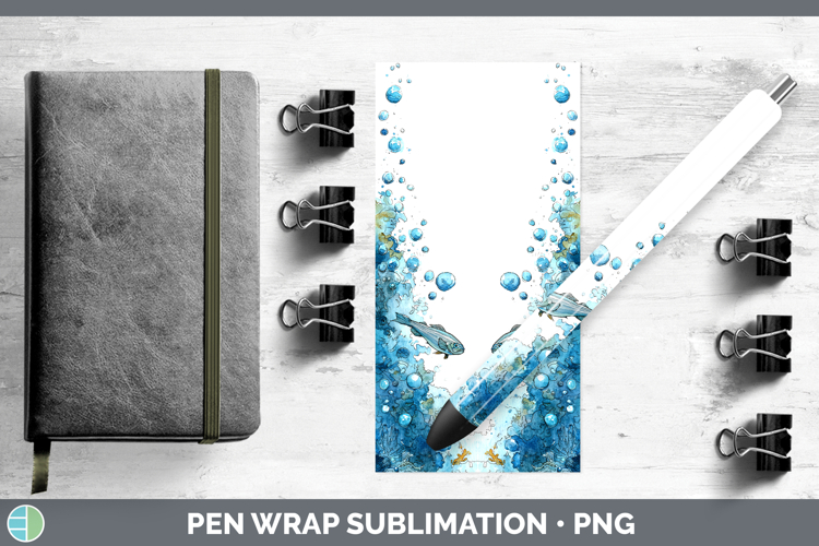 Basslet Ocean Fish Sketch Pen Wrap Sublimation Design
