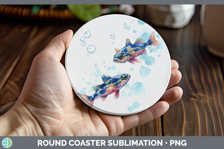Basslet Ocean Fish Sketch Round Coaster Sublimation Design