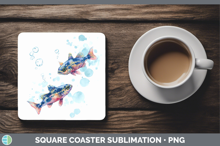 Basslet Ocean Fish Sketch Square Coaster Sublimation Design
