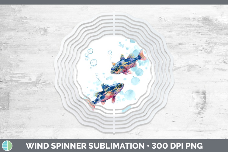Basslet Ocean Fish Sketch Wind Spinner Sublimation Design