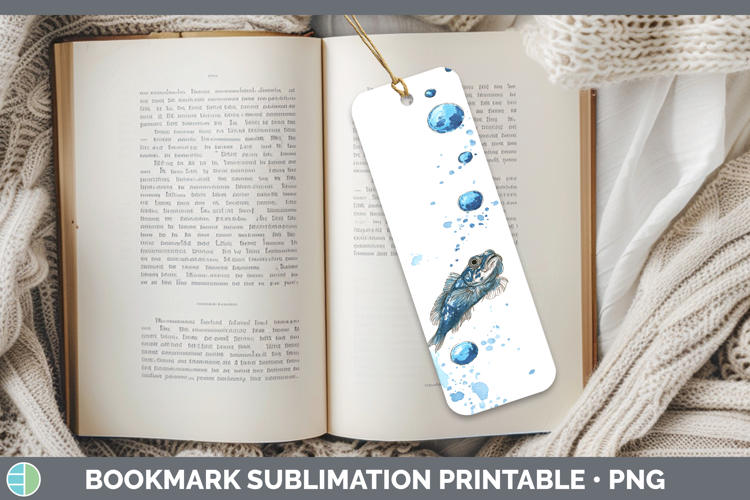 Blenny Ocean Fish Sketch Bookmark Sublimation Design