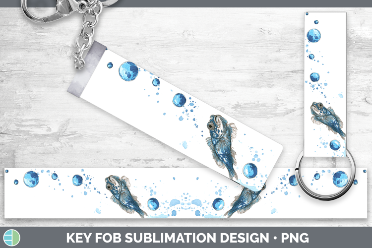 Blenny Ocean Fish Sketch Key Fob Sublimation Design