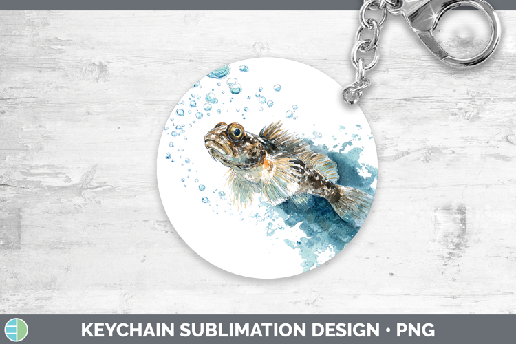 Blenny Ocean Fish Sketch Keychain Sublimation Design