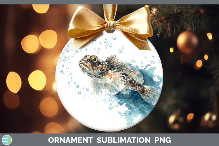 Blenny Ocean Fish Sketch Ornament Sublimation Design