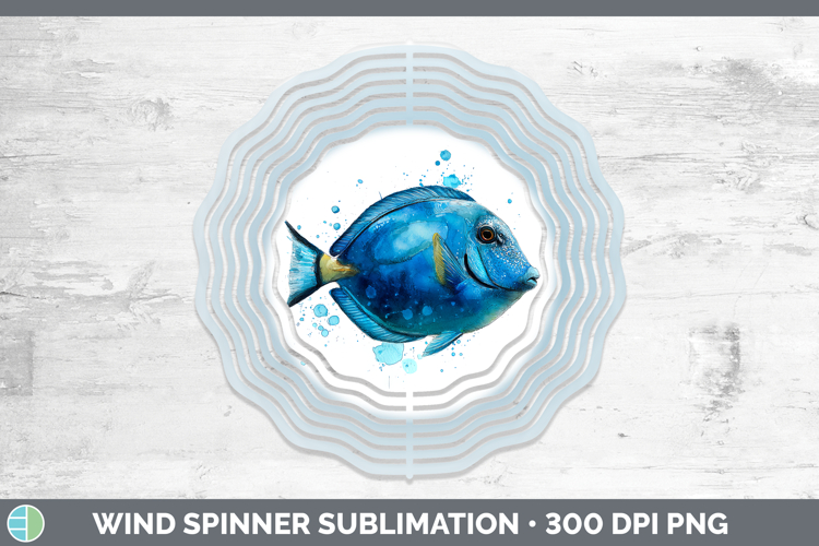 Blue Tang Ocean Fish Sketch Wind Spinner Sublimation Design