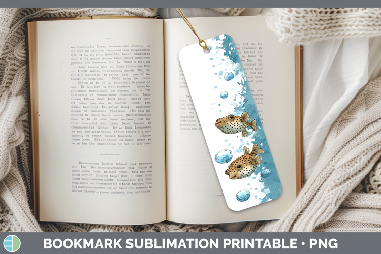 Boxfish Ocean Fish Sketch Bookmark Sublimation Design