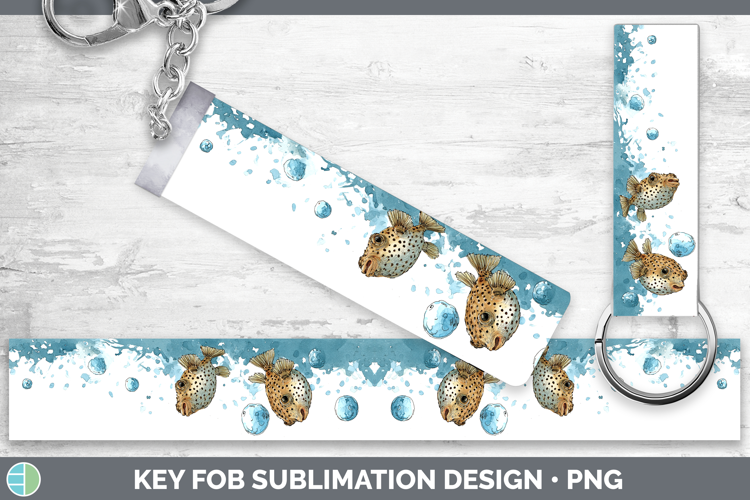 Boxfish Ocean Fish Sketch Key Fob Sublimation Design