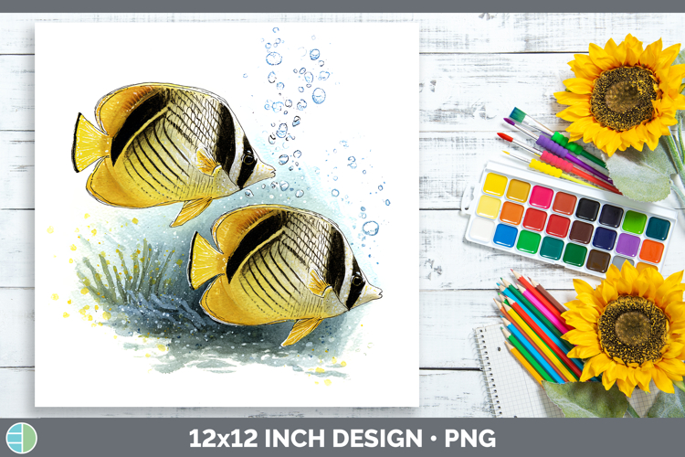 Butterflyfish Ocean Fish Sketch Paper Backgrounds Design