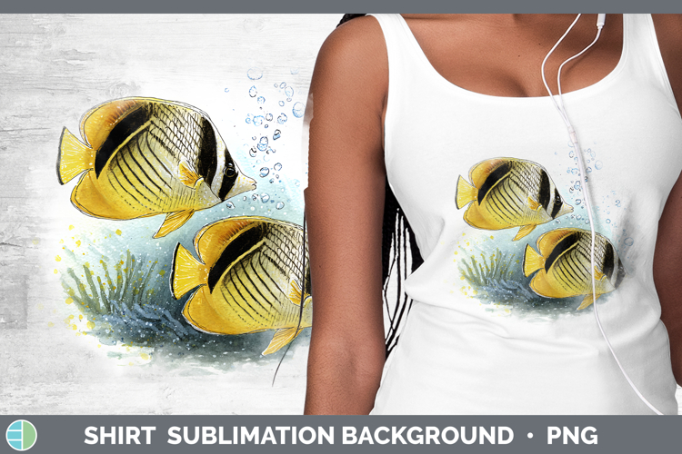 Butterflyfish Ocean Fish Sketch Shirt Sublimation Design