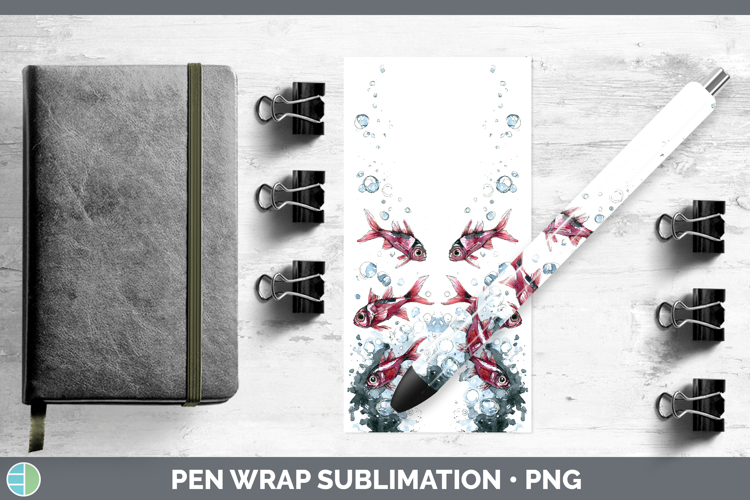 Cardinalfish Ocean Fish Sketch Pen Wrap Sublimation Design