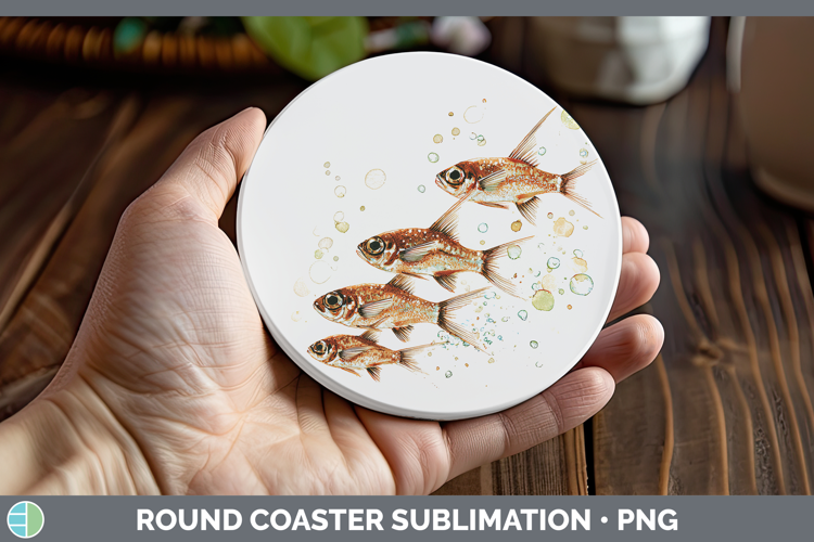 Cardinalfish Ocean Fish Sketch Round Coaster Sublimation Des