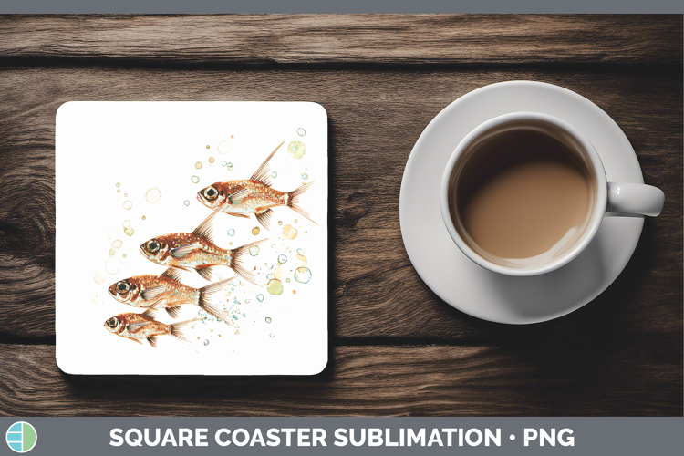 Cardinalfish Ocean Fish Sketch Square Coaster Sublimation De