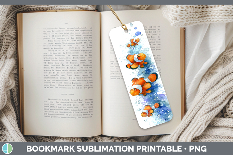 Clownfish Ocean Fish Sketch Bookmark Sublimation Design