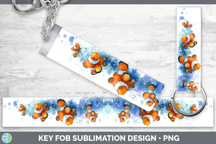 Clownfish Ocean Fish Sketch Key Fob Sublimation Design
