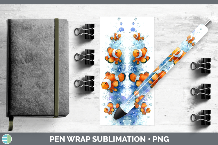 Clownfish Ocean Fish Sketch Pen Wrap Sublimation Design