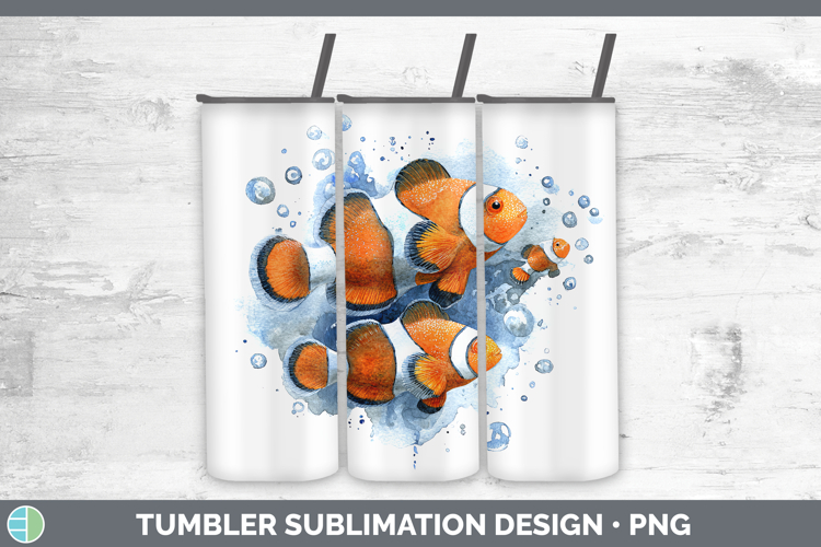 Clownfish Ocean Fish Sketch Tumbler Sublimation Design