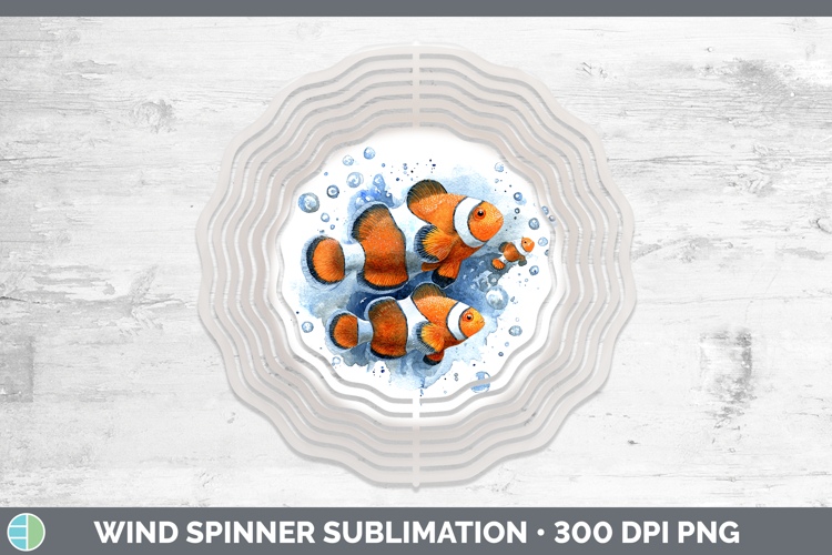 Clownfish Ocean Fish Sketch Wind Spinner Sublimation Design