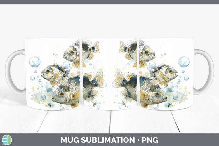 Damselfish Ocean Fish Sketch Mug Wrap Sublimation Design