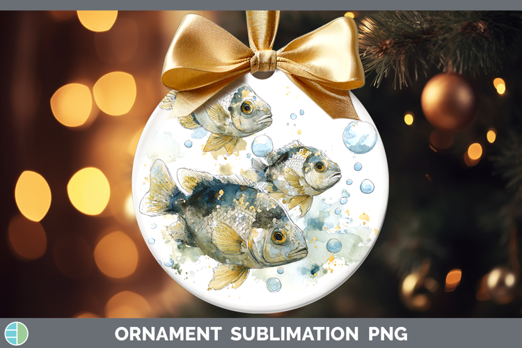 Damselfish Ocean Fish Sketch Ornament Sublimation Design