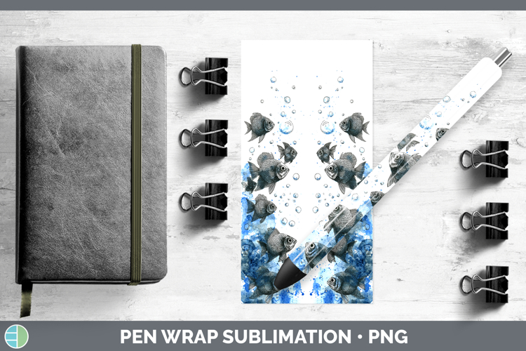 Damselfish Ocean Fish Sketch Pen Wrap Sublimation Design