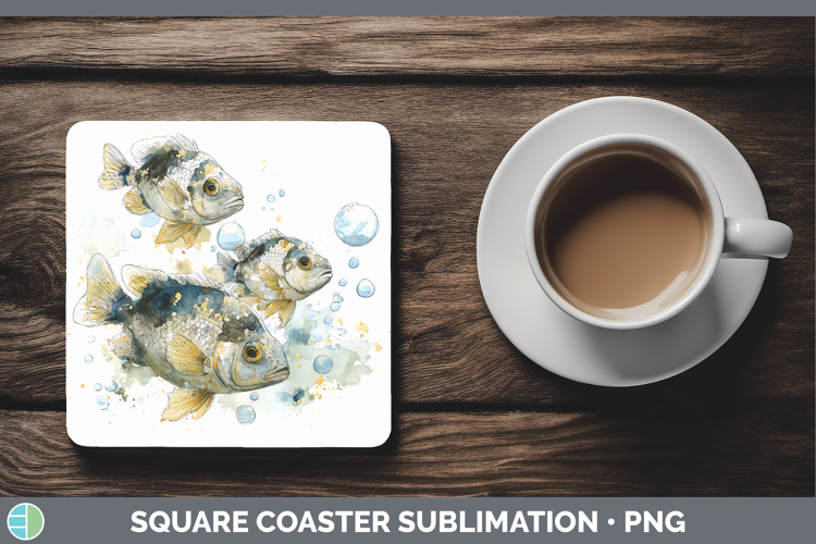 Damselfish Ocean Fish Sketch Square Coaster Sublimation Desi