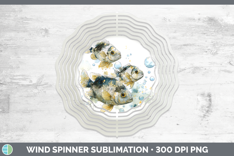 Damselfish Ocean Fish Sketch Wind Spinner Sublimation Design