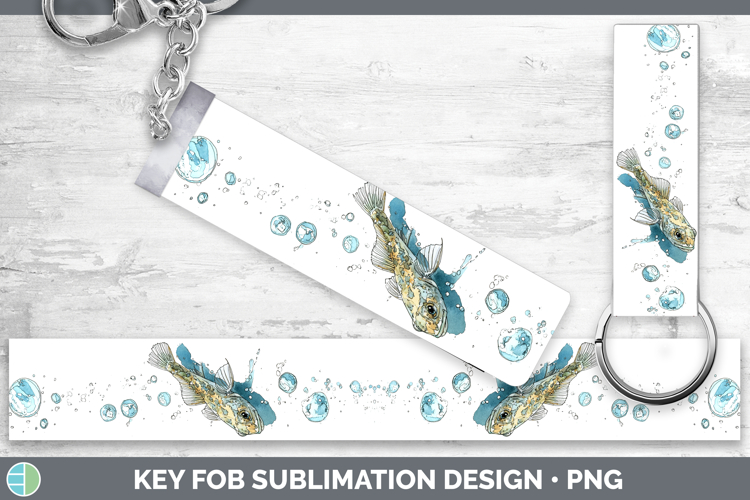 Goby Fish Ocean Fish Sketch Key Fob Sublimation Design