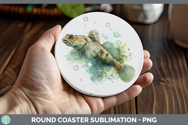Goby Fish Ocean Fish Sketch Round Coaster Sublimation Design