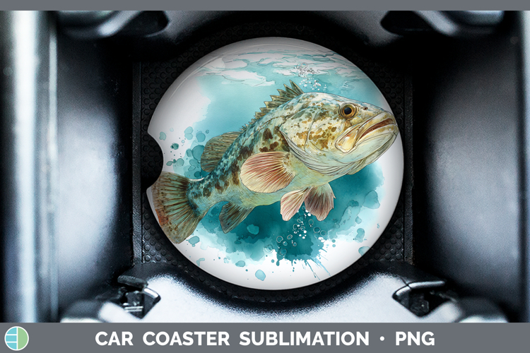 Grouper Ocean Fish Sketch Car Coaster Sublimation Design