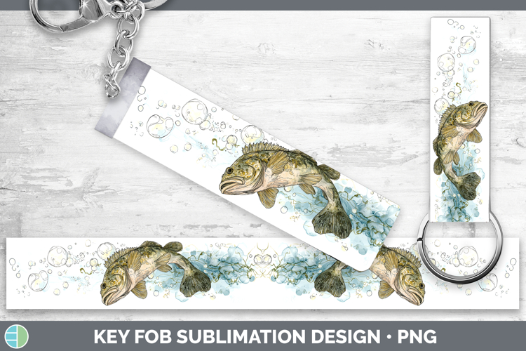 Grouper Ocean Fish Sketch Key Fob Sublimation Design