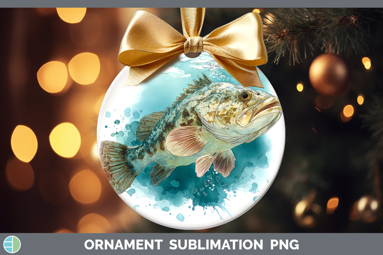 Grouper Ocean Fish Sketch Ornament Sublimation Design