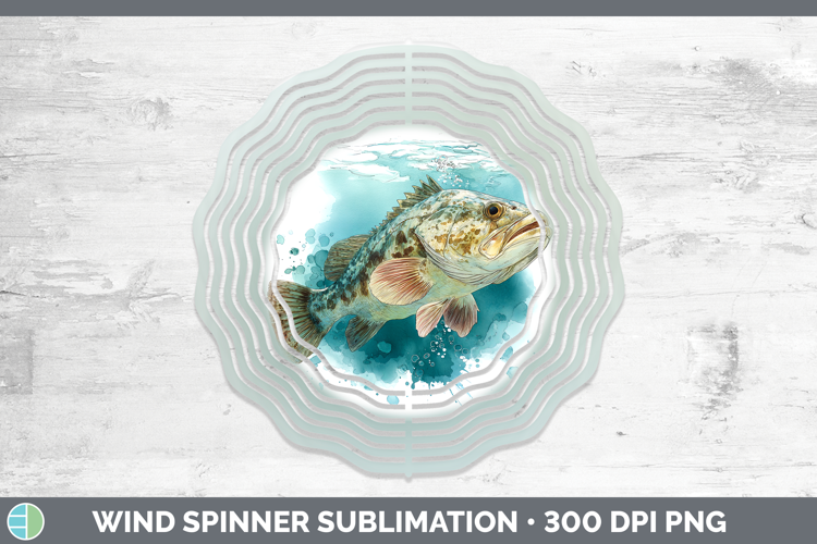 Grouper Ocean Fish Sketch Wind Spinner Sublimation Design