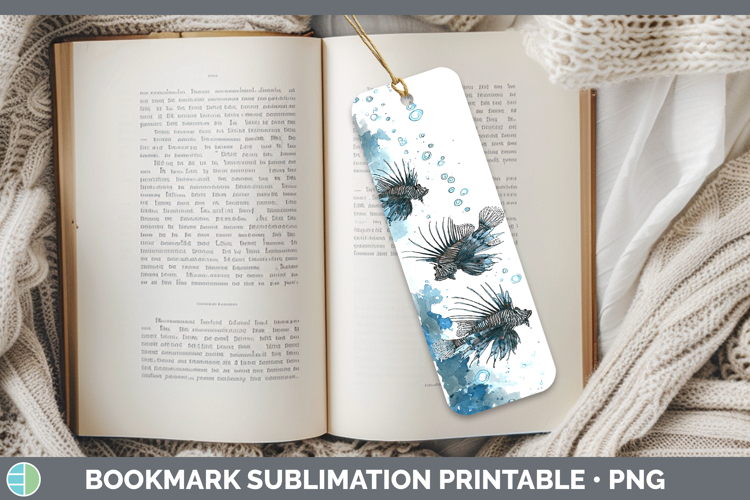Lionfish Ocean Fish Sketch Bookmark Sublimation Design