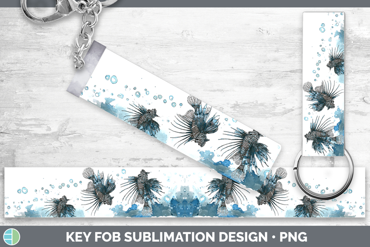 Lionfish Ocean Fish Sketch Key Fob Sublimation Design