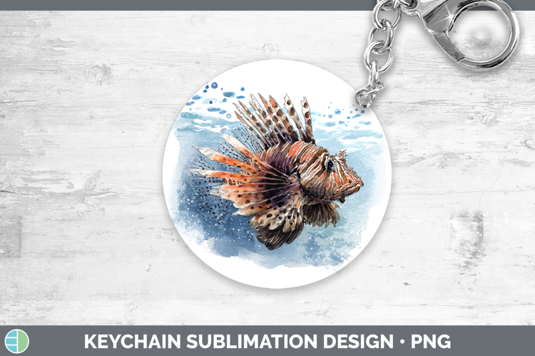 Lionfish Ocean Fish Sketch Keychain Sublimation Design