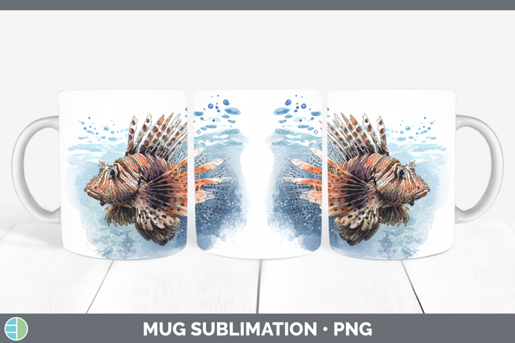 Lionfish Ocean Fish Sketch Mug Wrap Sublimation Design