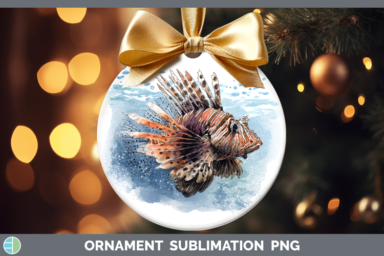 Lionfish Ocean Fish Sketch Ornament Sublimation Design