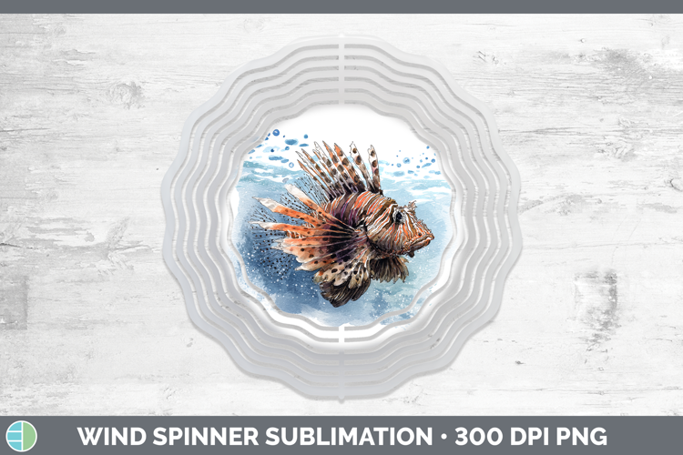 Lionfish Ocean Fish Sketch Wind Spinner Sublimation Design