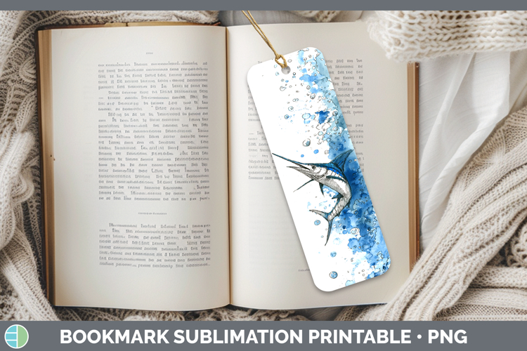 Marlin Ocean Fish Sketch Bookmark Sublimation Design