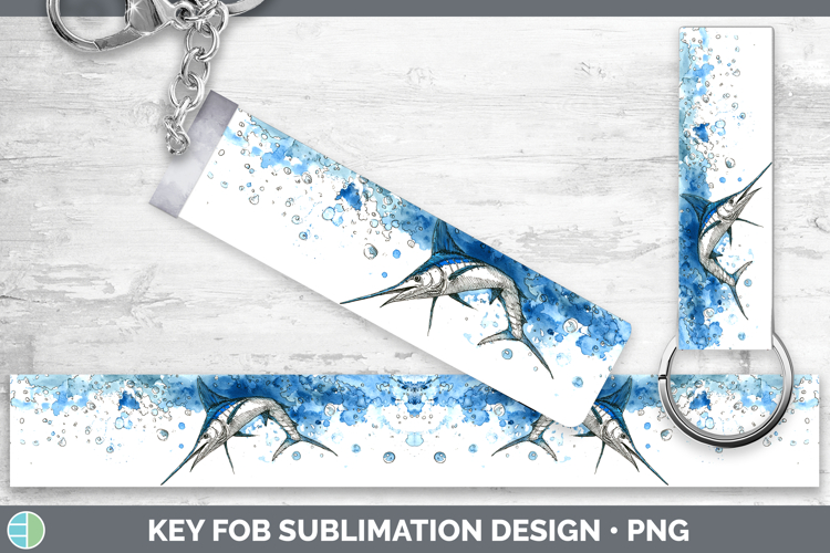 Marlin Ocean Fish Sketch Key Fob Sublimation Design