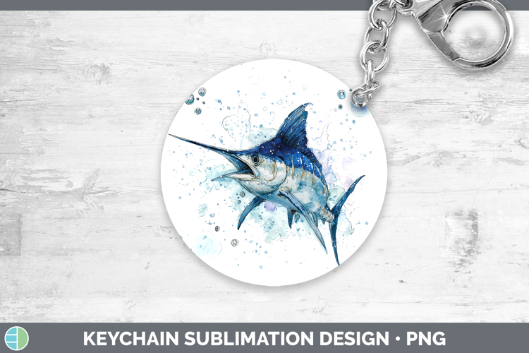 Marlin Ocean Fish Sketch Keychain Sublimation Design