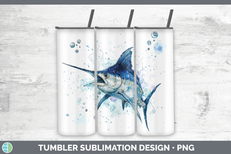 Marlin Ocean Fish Sketch Tumbler Sublimation Design