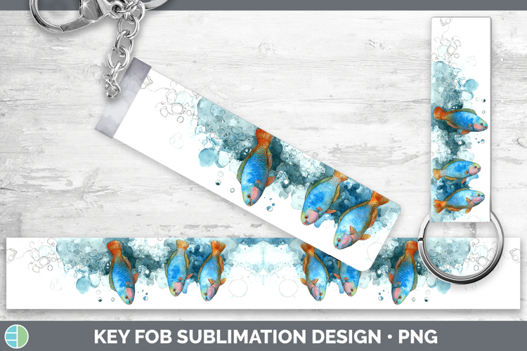 Parrotfish Ocean Fish Sketch Key Fob Sublimation Design
