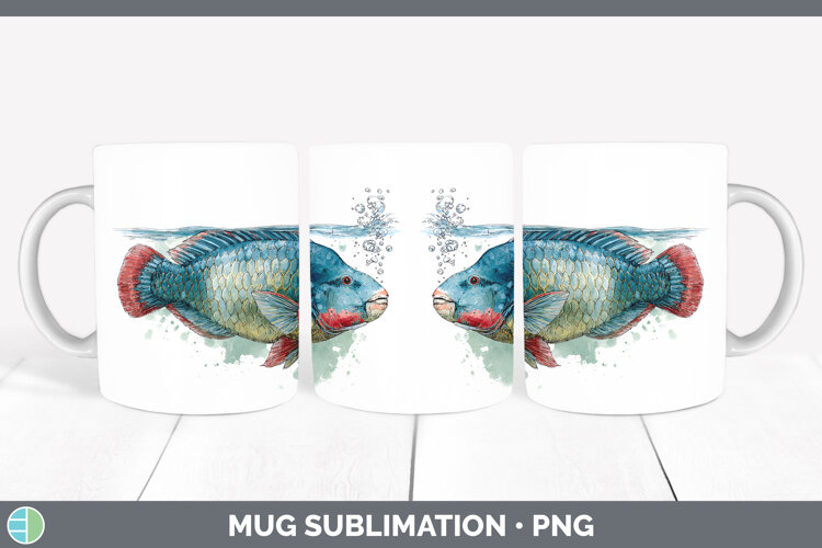 GorgeousOcean Fish Sketch Mug Wrap design.