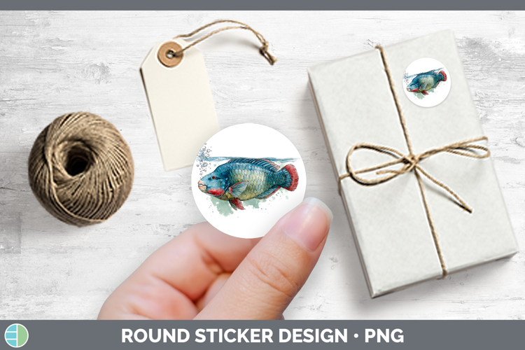 Parrotfish Ocean Fish Sketch Stickers Design