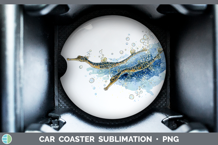 Pipefish Ocean Fish Sketch Car Coaster Sublimation Design