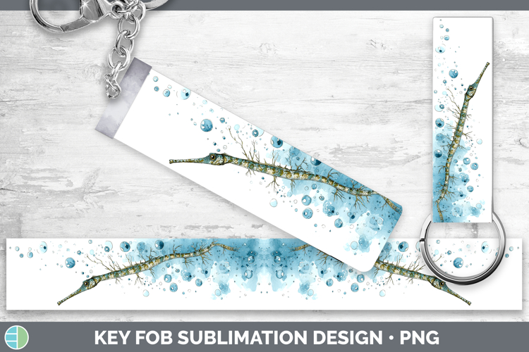 Pipefish Ocean Fish Sketch Key Fob Sublimation Design